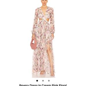 Astr Floral Cutout Maxi Dress in Cream and Pink